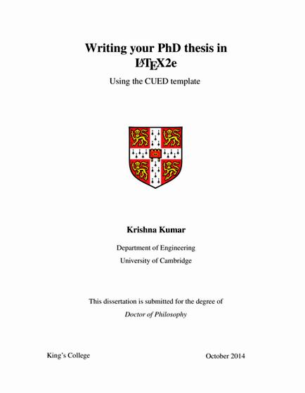 Format for phd thesis writing