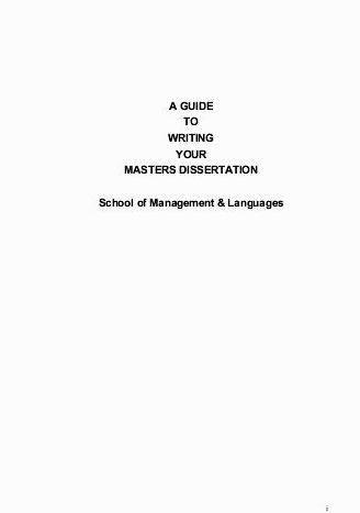 A guide to writing your masters dissertation and one that