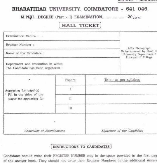 Bharathiar university m.phil dissertation submission form conducted the doorway Test