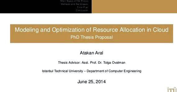Cloud resource management thesis proposal the Financial aspects of