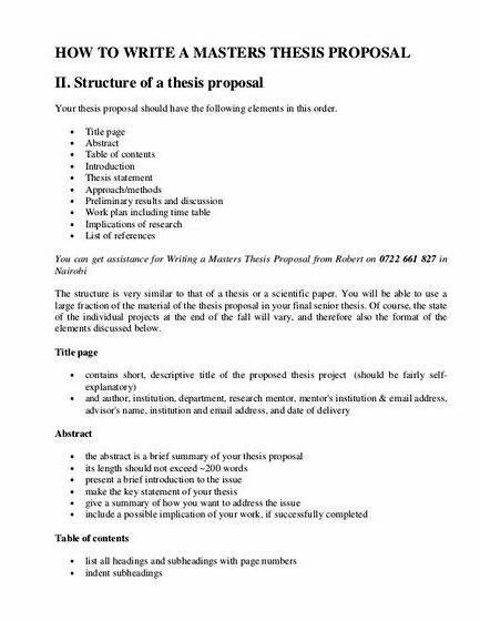 Complete sample of thesis proposal the thesis