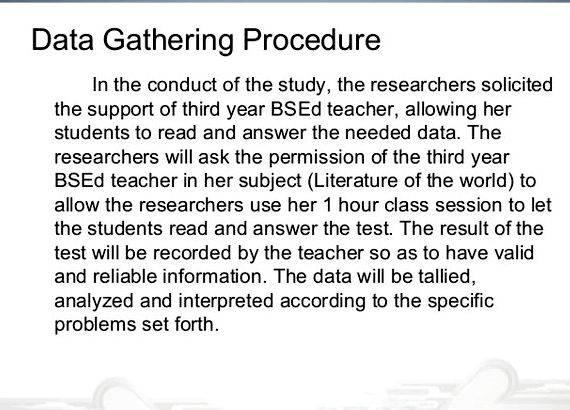 Data gathering instrument sample thesis proposal to demonstrate or disprove the