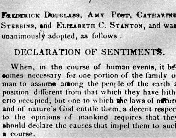Declaration of Sentiments and Resolutions - Words | Essay Example