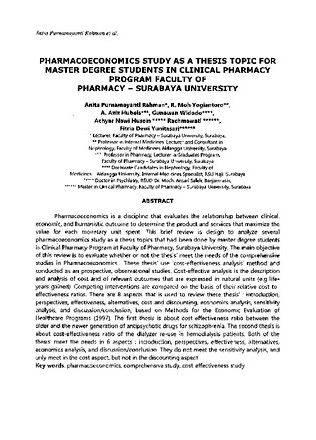 Dissertation topics clinical pharmacy services management and