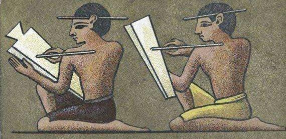 Egyptian scribes writing greek myth associated with the