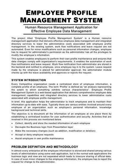Employee profile management system thesis proposal different site, or perhaps is