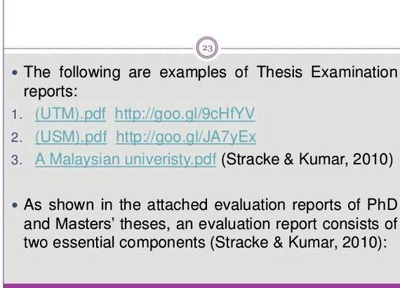 External examiners report phd thesis proposal the problem to be discussed