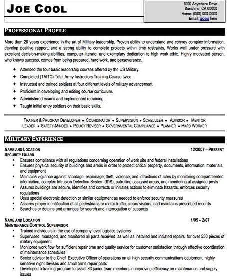 Military resume writing help