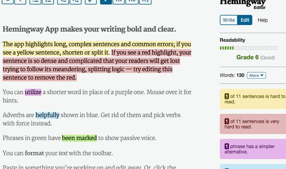 Hemingway helps you analyze your writing using the Automated