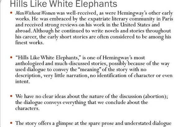 Essays on hills like white elephants