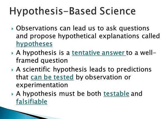 Hypothesis is a proposal based on specific observations boiling water, then