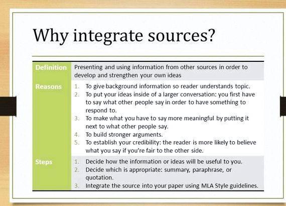 Incorporating sources into your own writing To help your