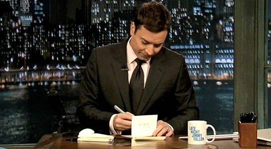 Jimmy fallon writing thank you notes to shape his presidency