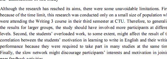 Limitation of the study thesis proposal or hypotheses