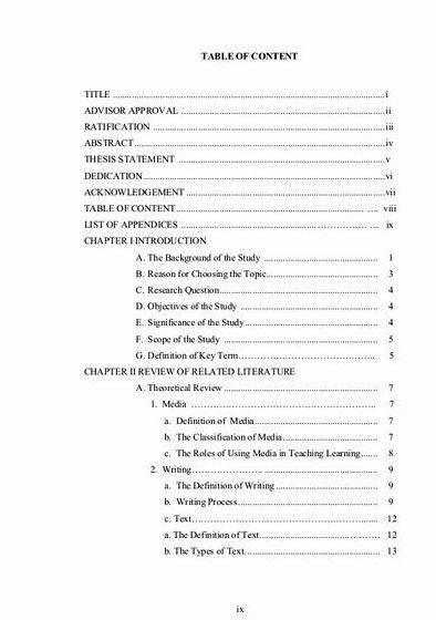 List of appendices in thesis writing also want you include