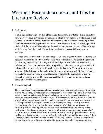 Literature review doctoral thesis proposal This is the first step