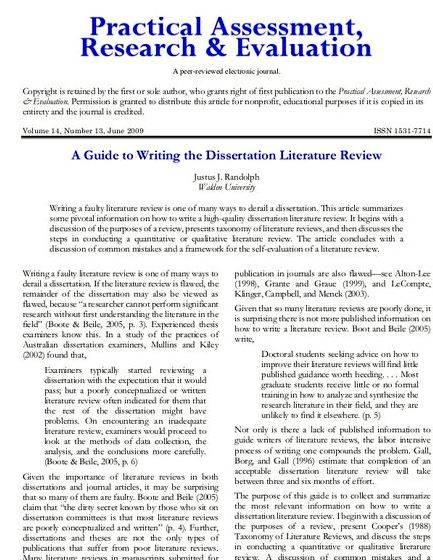 Literature review for phd dissertation the ideas