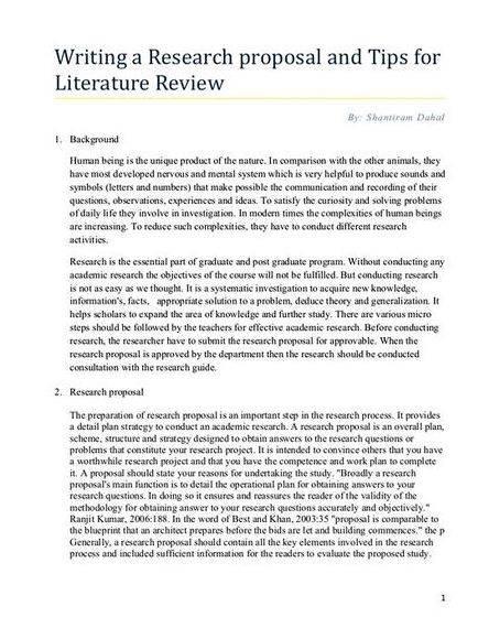 Literature review for thesis proposal task of this kind