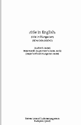 Master thesis proposal cover page Type language