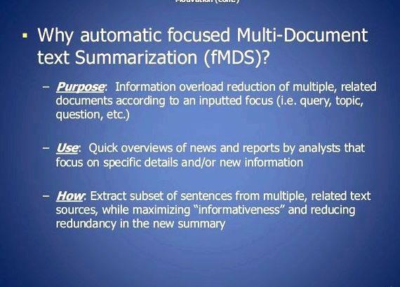 Multi document summarization thesis proposal Multi-document Summarization System