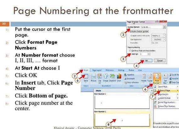 Page numbering in word 2007 for thesis writing was written