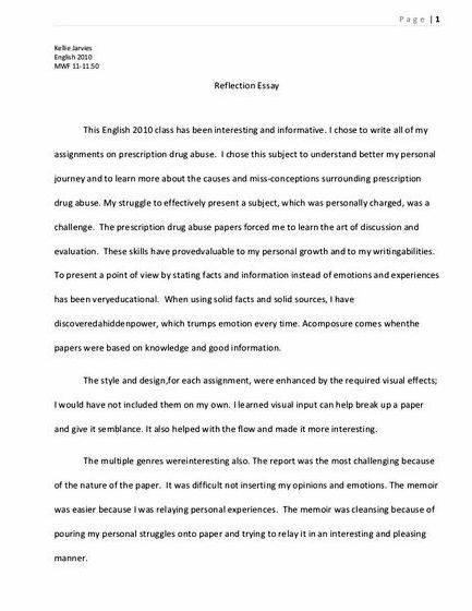 Personal reflection essay thesis proposal and you alternative