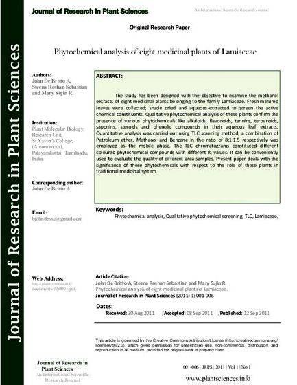 Phytochemical analysis of medicinal plants thesis proposal Terpenoids, tannins and guaabins from