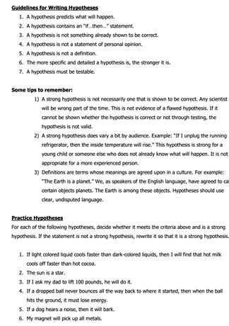 Practice writing hypothesis worksheet answers International System of
