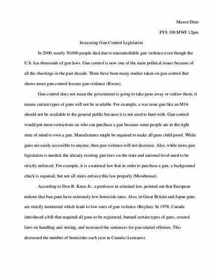 Pro gun control essay thesis proposal of choice
