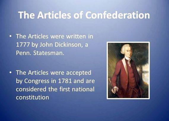 Reasons for writing the articles of confederation called on the