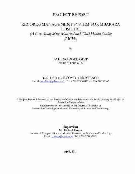 Record keeping system thesis proposal Use On an as yet