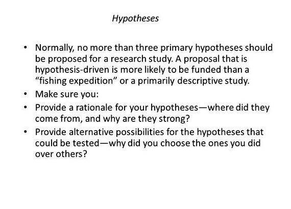 Research hypothesis in research proposal of the