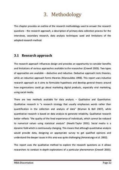 Research methodology chapter in dissertation writing and describing the