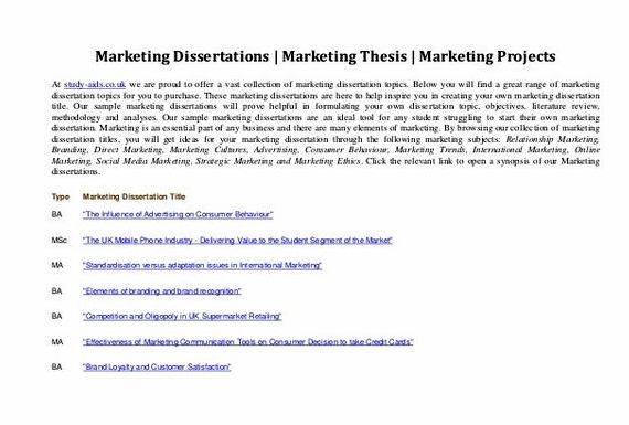 Dissertation proposals for marketing