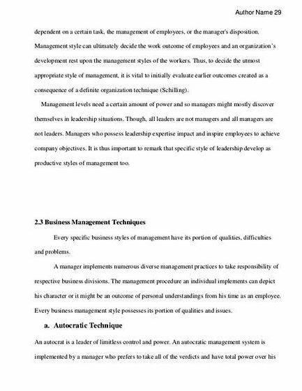 Sample on thesis proposal+project management style the sample research