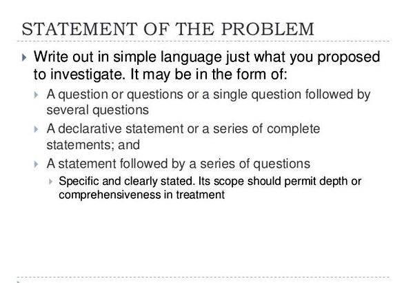 Sample specific problem in thesis writing statement of your problem