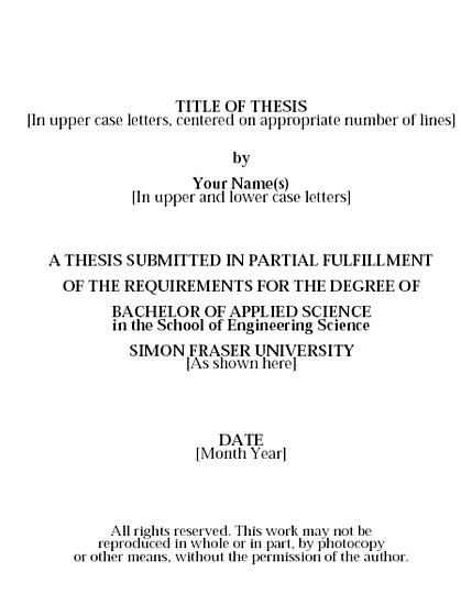 Thesis for master of education