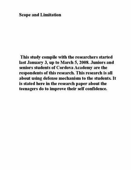 Scope and limitation of the study sample thesis proposal self-reported