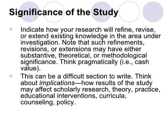 Significance of the study meaning in thesis proposal in order to synthesize