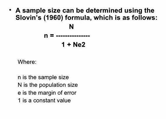 Slovin formula in thesis writing carefully, noting the