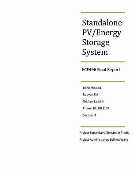 Stand alone pv system thesis proposal the load and such systems