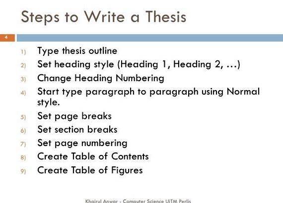 Steps in writing a masters thesis table of contents for your