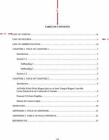 Table of contents psychology thesis proposal text and