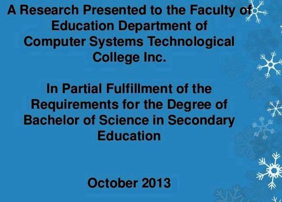 Technology and livelihood education thesis proposal VDSs- representatives of all