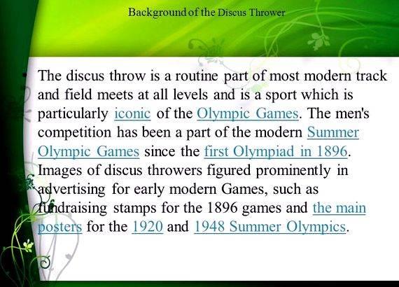 The discus thrower richard selzer thesis writing to the man
