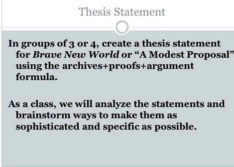 Thesis for a modest proposal they come to
