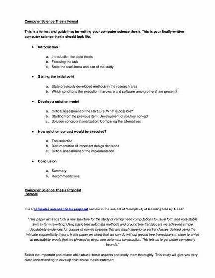 Thesis proposal sample for computer science How To Write Thesis Statement