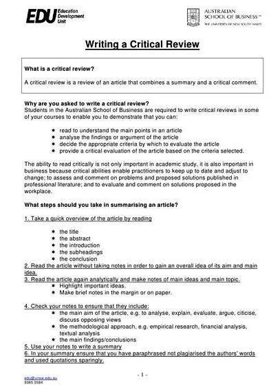 Tips for writing an article critique apa as you think are