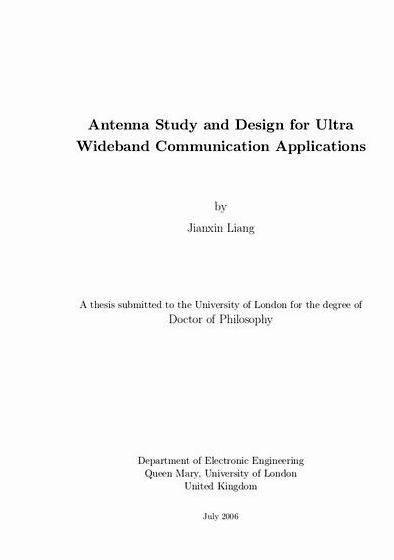 Ultra wideband antenna thesis proposal start impressing your professors with