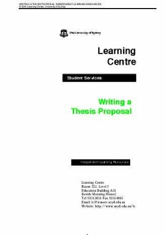 University of western sydney thesis proposal session must commence
